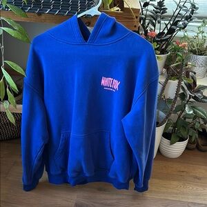 White Fox Boutique Blue Hoodie with Pink Logo